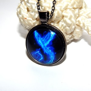 Blue bird pendant, Phoenix necklace, Phoenix pendant, Phoenix keychain, Phoenix jewelry, Phoenix totem, Fire bird pendant, Elemental jewelry