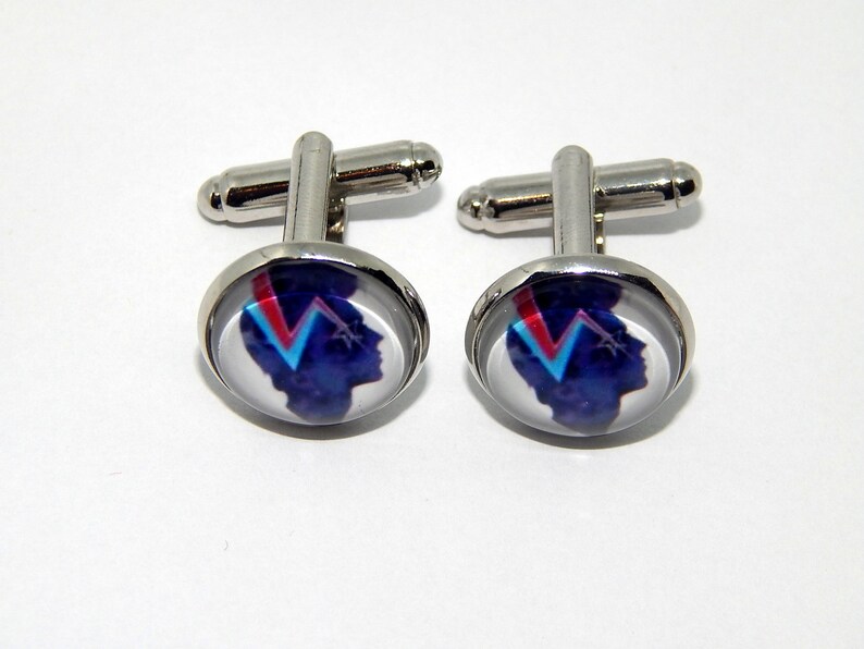 Rock music cufflinks David Bowie Glam rock cuff links David Bowie cufflinks David Bowie Ziggy Stardust logo symbol David Bowie jewelry