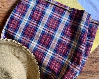 Vintage Plaid Drawstring Tote Bag water resistant, vintage tote bag, vintage carry all