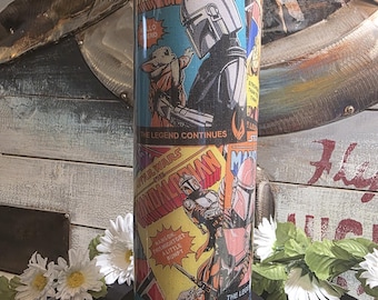 Bicchiere Mandaloriano / Design del fumetto Star Wars Grogu e Mando, 30 oz