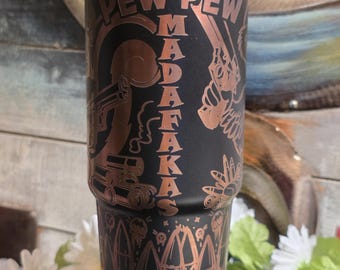 Pew Pew Duck Laser Engraved Tumbler: Funny Stainless Steel Mug