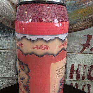17oz Soda Can Style Tumbler – Red Glitter Whisky-Inspired Drink Cup | Handmade Stainless Steel Insulated Gift