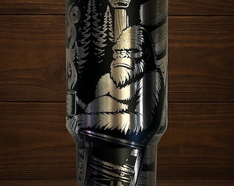 ビッグフット「うわー、みんなー」刻印入りタンブラー：40オンス断熱ステンレススチールキャンプマグ