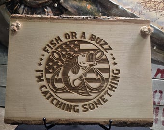 Rustic Engraved Wood Fishing Sign: Funny Cabin Decor
