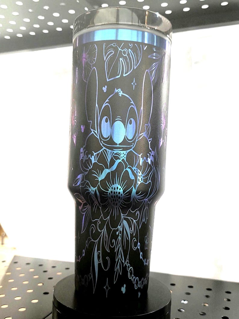 40 ounce Stitch inspired laser engraved tumbler. image 1