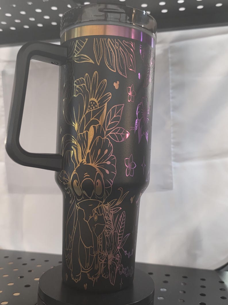 40 ounce Stitch inspired laser engraved tumbler. image 2