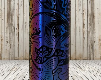 Slaying Catfishing 20 oz Tumbler | Laser Engraved Rainbow Stainless Steel | Catfish American Flag Cup