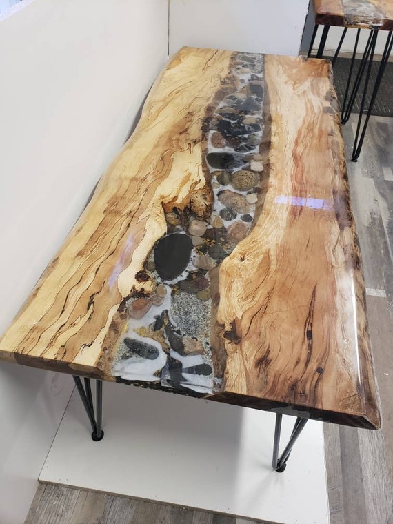 River rock epoxy table outlet