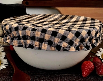 Black Gingham Reusable Bowl Covers | Cottage Kitchen Storage