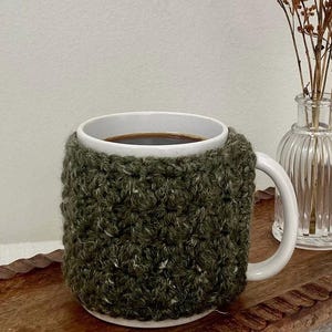 Green Crochet Mug Cozy Coffee Mug Crochet Wrap Cup Warmer Coffee Cozy Tea Cozies Handmade Crochet Pot Warmer