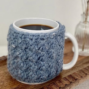 Blue Crochet Mug Cozy Coffee Mug Crochet Wrap Cup Warmer Coffee Cozy Tea Cozies Handmade Crochet Pot Warmer