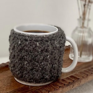 Gray Crochet Mug Cozy Coffee Mug Crochet Wrap Cup Warmer Coffee Cozy Tea Cozies Handmade Crochet Pot Warmer