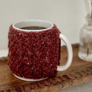 Red Crochet Mug Cozy Coffee Mug Crochet Wrap Cup Warmer Coffee Cozy Tea Cozies Handmade Crochet Pot Warmer