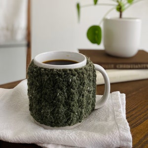 Green Crochet Mug Cozy - Coffee Mug - Mug Crochet Wrap - Mug Warmer - Coffee Cozy - Tea Cozy - Cup Cozy - Cozies - Handmade - Crochet - Sewn