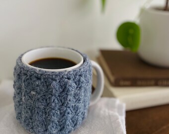 Blue Crochet Mug Cozy - Coffee Mug - Mug Crochet Wrap - Mug Warmer - Coffee Cozy - Tea Cozy - Cup Cozy - Cozies - Handmade - Crochet - Sewn