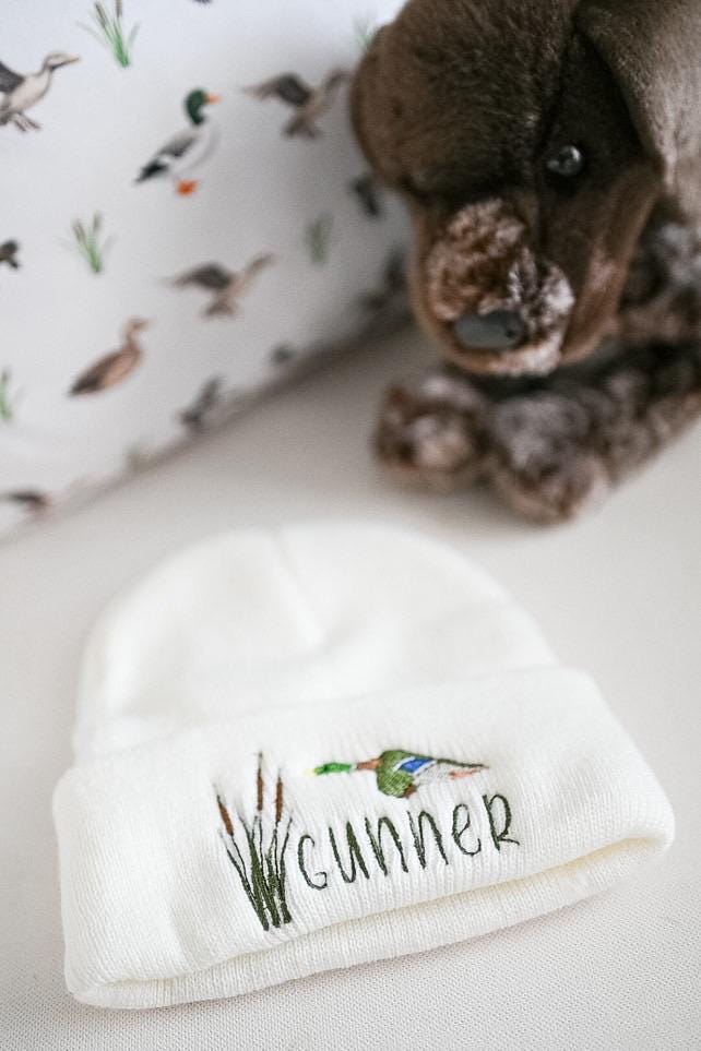🧸Buy 2 Free Shipping🧸Custom Mallard Baby Hat - Embroidered Name Hat - Toddler Duck Hunting Hat - Duck Hunting Beanie - Baby Hunting Hat - Baby Name Hat- 1-2 yrs
