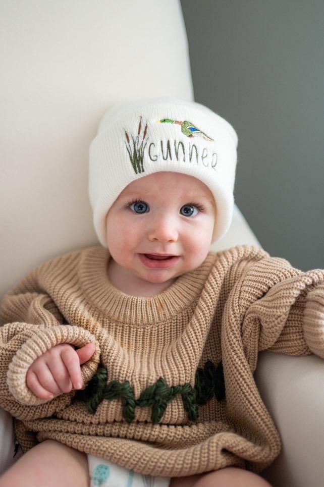 🧸Buy 2 Free Shipping🧸Custom Mallard Baby Hat - Embroidered Name Hat - Toddler Duck Hunting Hat - Duck Hunting Beanie - Baby Hunting Hat - Baby Name Hat- 1-2 yrs
