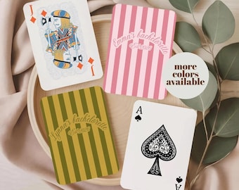 Baraja de cartas personalizada para despedida de soltera, baraja de póker moderna con rayas personalizadas, recuerdo para fiesta de casino