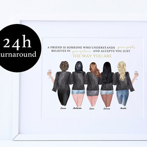 Beste vrienden gepersonaliseerde gift, aangepaste vrienden afdrukken, vriendschap citaat illustratie, vrienden afdrukken, aangepaste vriendschap kunst, echte vrienden cadeau