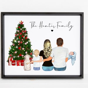 Custom Family Christmas Print, Personalized Family Gift, Newborn Print, Portrait Illustration, Custom Digital Illustration, Gift for Mum Dad