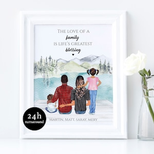 Custom Family Portrait, Personalized Family Print, New Home Gift, Portrait Illustration, Custom Digital Illustration, Gift for Mum and Dad