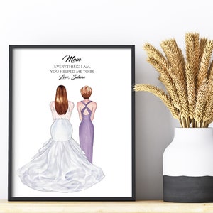 Custom Mother Of the Bride Print, Family Wedding Print, Personalized Bride Mum Print,  Wedding Favour for Bride, Digital Download Art Print