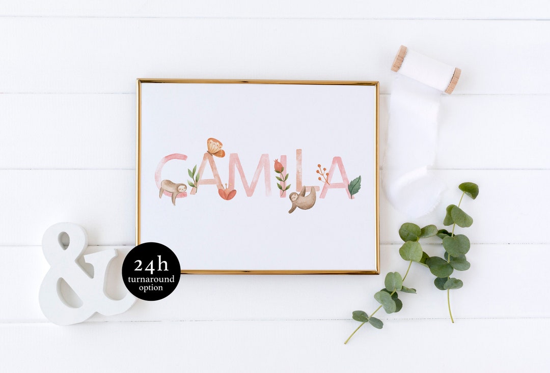 Personalized Baby Name Print, Custom Safari Animal Nursery Wall Art ...