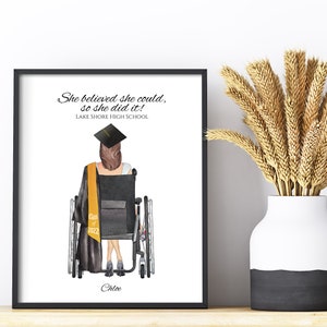 Stampa di laurea personalizzata, stampa di laurea per sedie a rotelle, ce l'abbiamo fatta, ricordo di laurea, regalo di laurea, biglietto di laurea, celebrazione della laurea