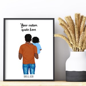 Custom Fathers Day Print, Personalized Fathers Day Gift, Dad and One Kid Print, Custom Dad and Child Print, Family Portrait Illustration