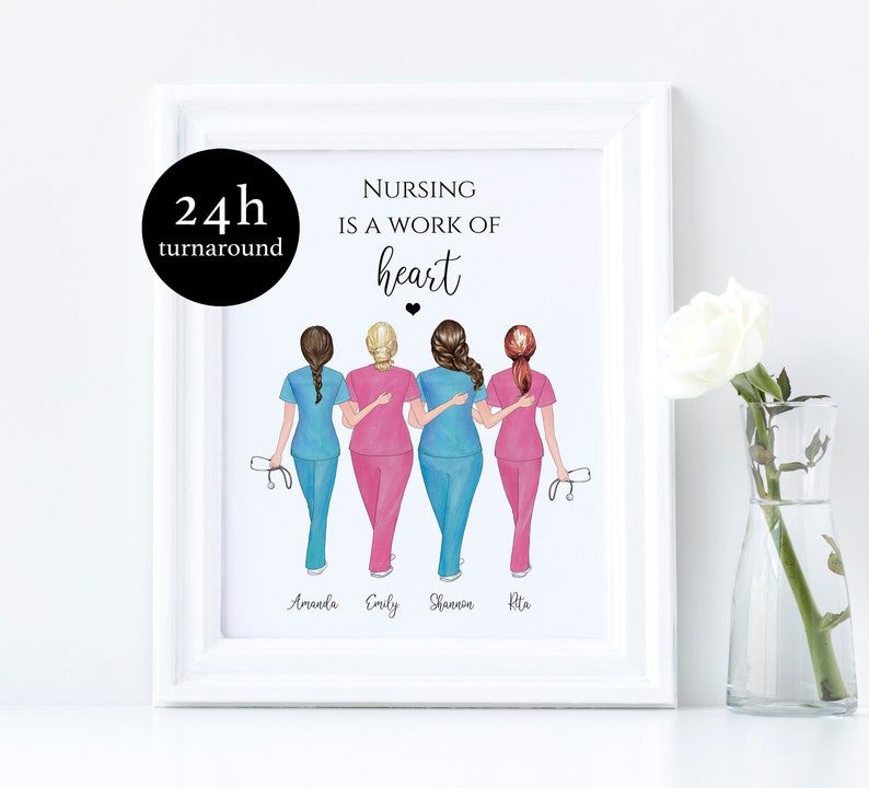 Nurse Squad Print Custom Nurse Print Scrub Life Midwife Gift Nurse Best Friend Present Nurse Life Personalized Nurse Graduation Gift