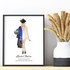 Aangepaste Graduation Print, Graduation illustratie, gepersonaliseerde afstuderen cadeau, Graduation Keepsake Bachelor Gift, Graduate Digital Download