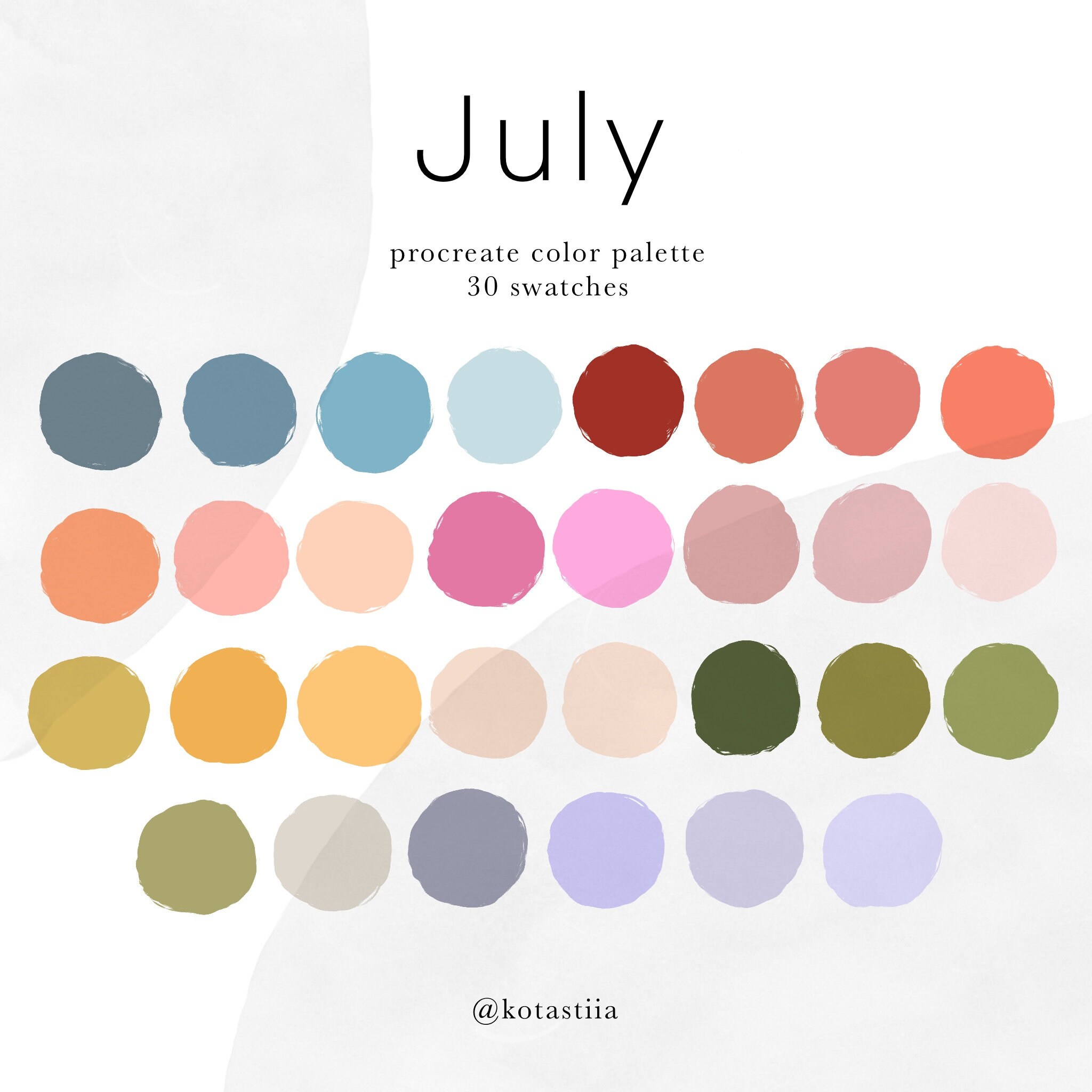 Summer Color Palette Bundle, 3 Digital Color Palettes for Procreate, 90