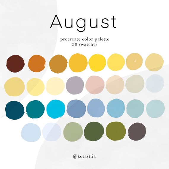 August Digital Color Palette for Procreate Bright Fresh Etsy