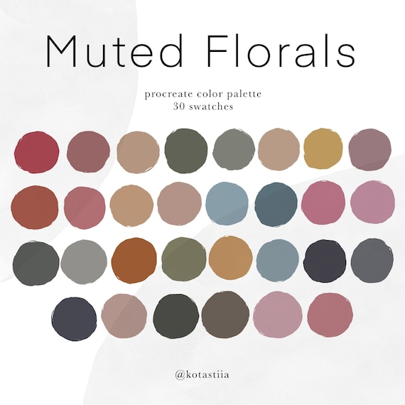 Muted Florals Digital Color Palette for Procreate Muted Etsy