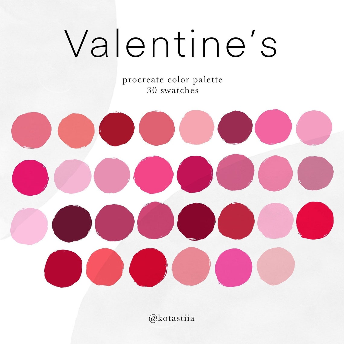 Valentine's Color Palette, Handpicked Color Swatches for Procreate
