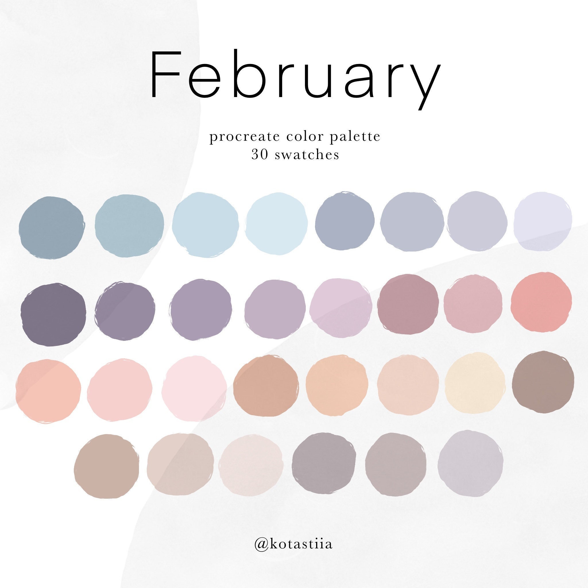 February Pastel Color Palette for Procreate 30 Swatches Etsy Canada