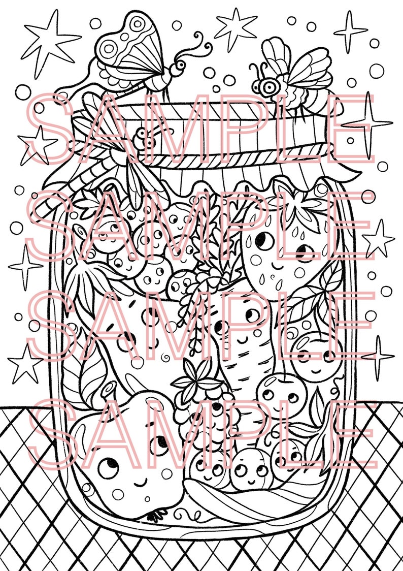 Magical Jar A4 Digital Coloring Page for Kids and Adults Cute Etsy