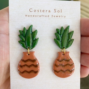 Plant Lover-Potted Plant Earrings-Botanical Dangle Earrings-Succulent Clay Earrings-Lightweight-Boho Jewelry-Hypoallergenic-Nickel Free