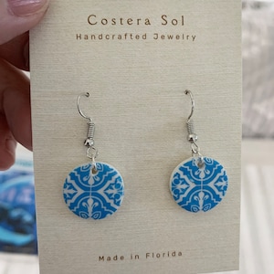 The Santorini Collection Earrings- Blue Tile Earrings- Hand painted- Vacation- Greek inspired- Summer- Wedding- Travel- Hypoallergenic