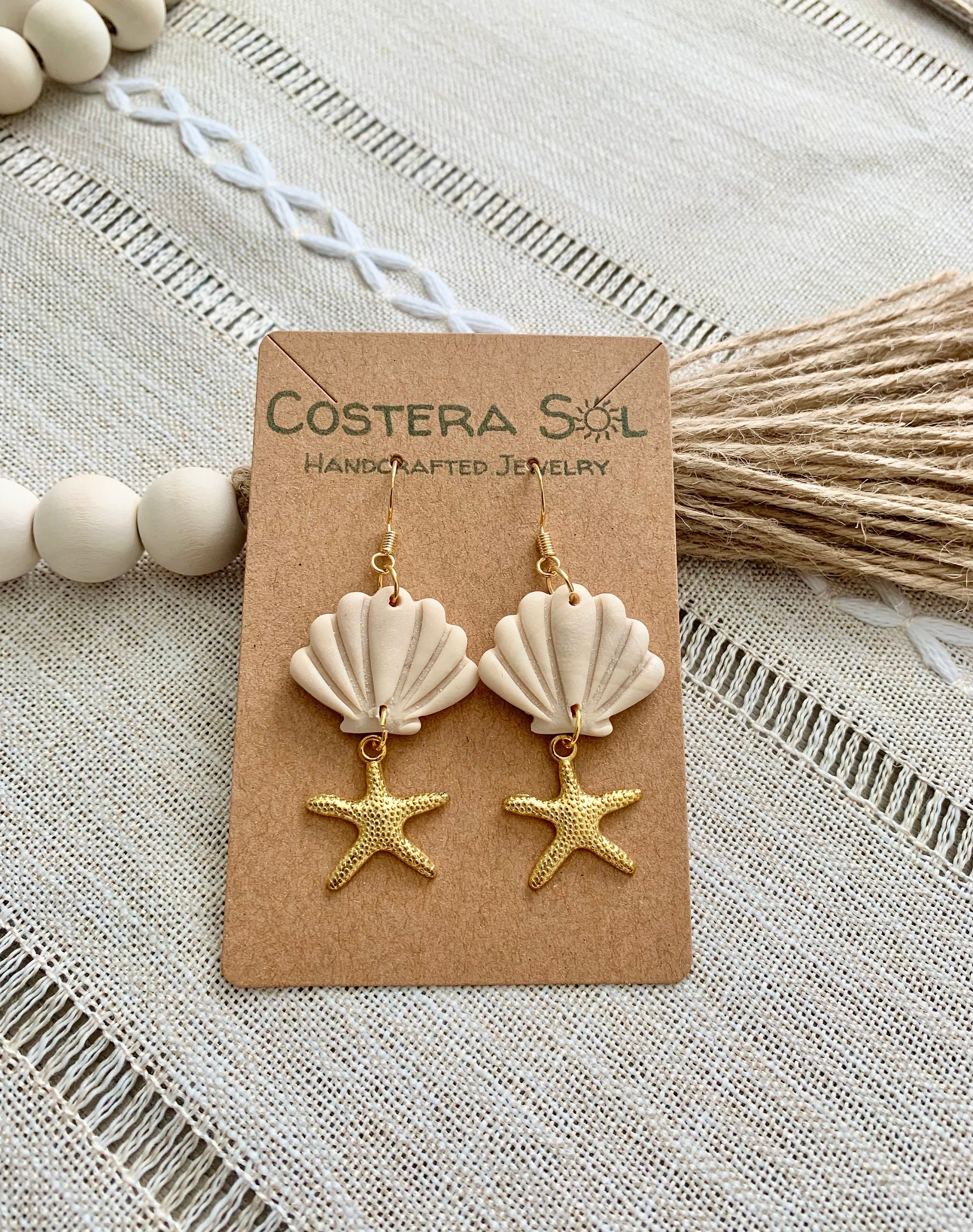 The Beach Collection Jewelry - Shell Earrings - Sand Dollar Studs - Star Fish Earrings  Beach Clay Earrings - Hypoallergenic - Nickel Free