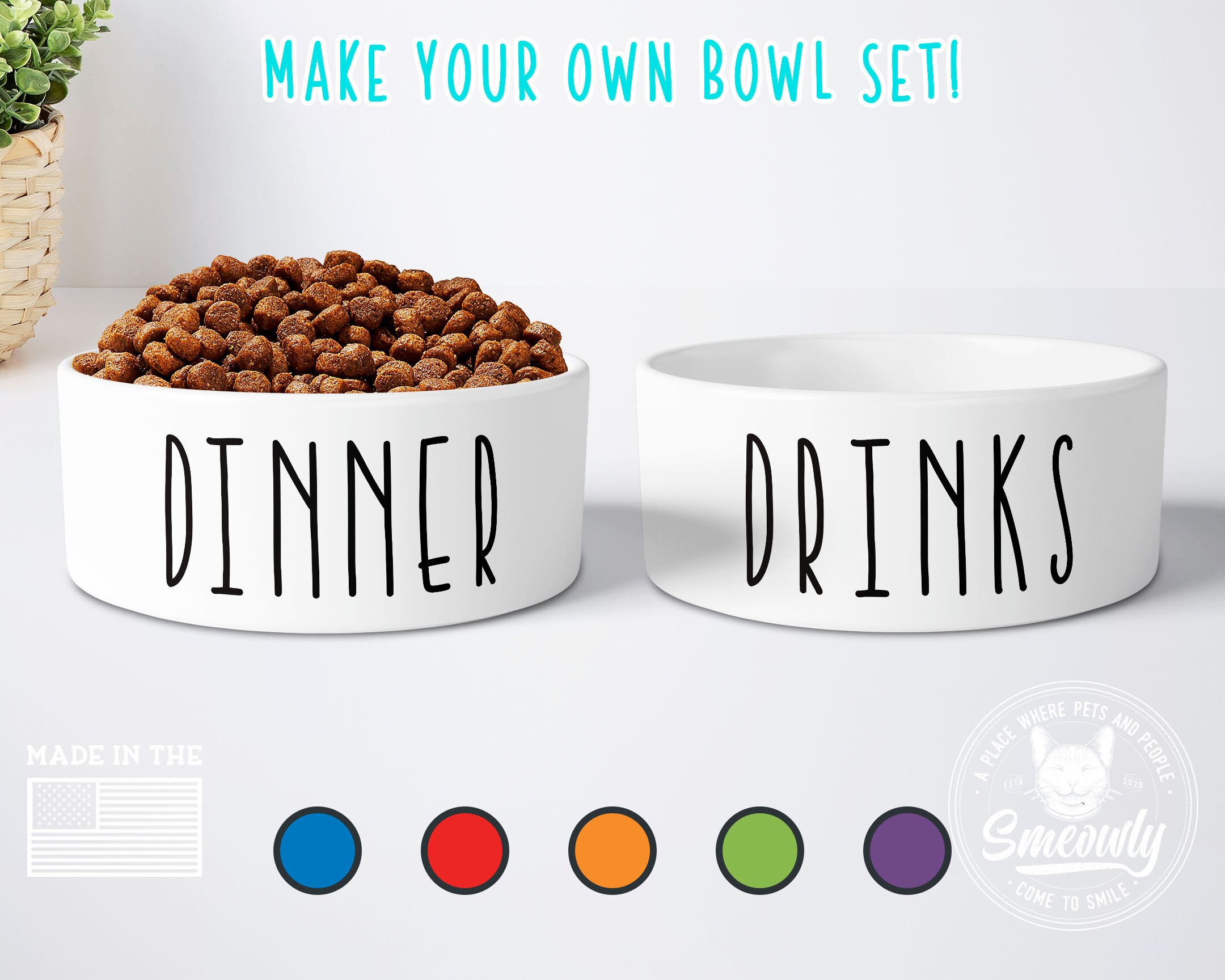 personalized dog bowl set