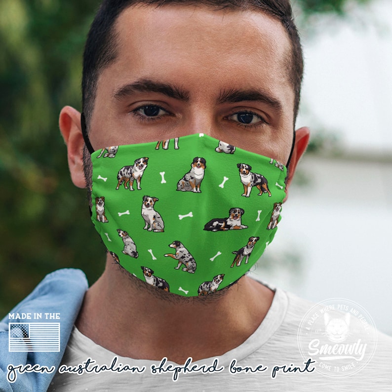 Australian Shepherd Funny Dog Print Face Mask Reusable & Etsy