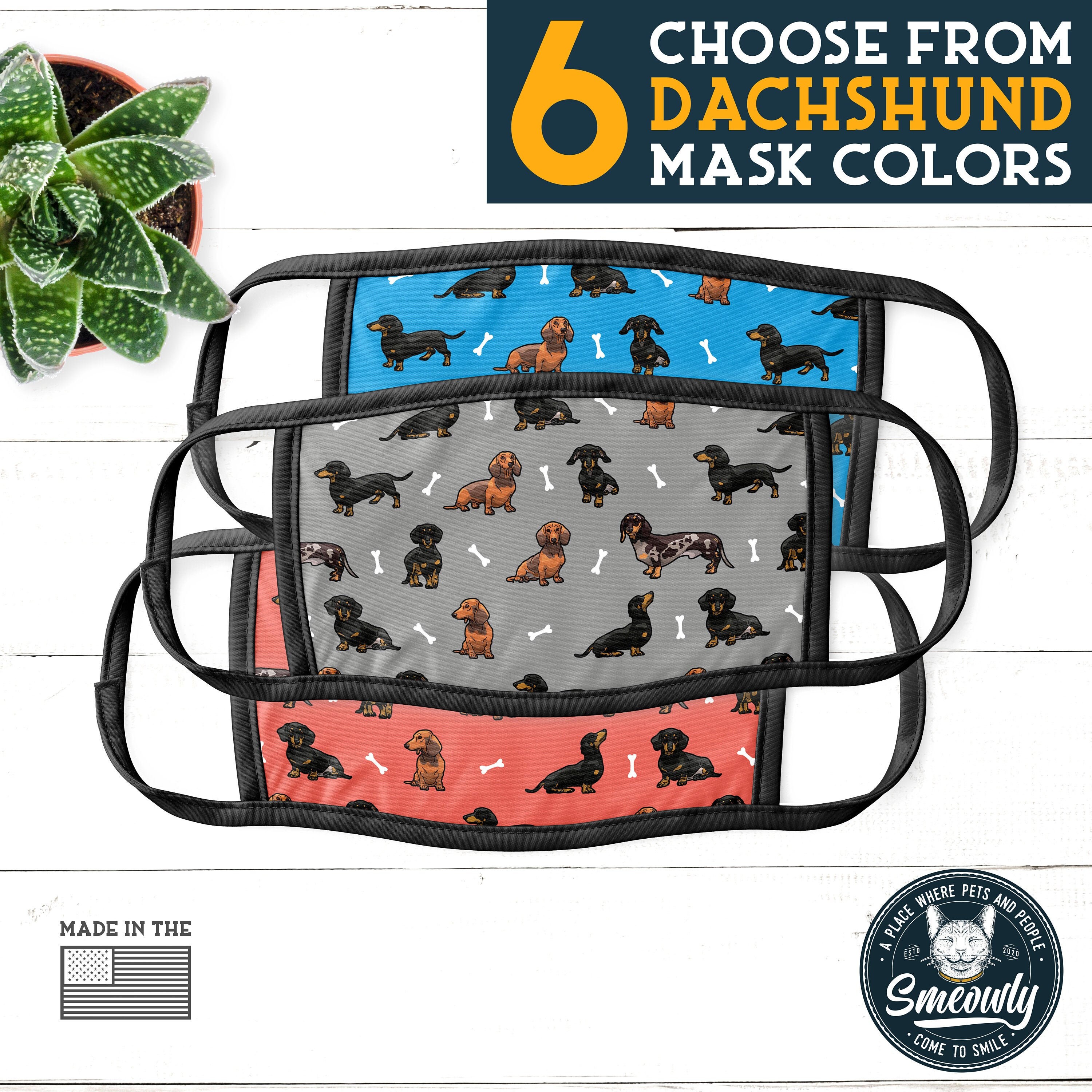 Cute Dachshund Dog Print Designer Face Mask | Etsy