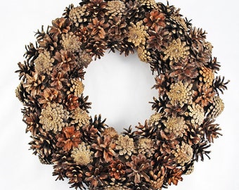 Wreath cones for front door, Natural decor outdoor, Year round wreath, Winter autumn wreath, Farmhouse fall decor