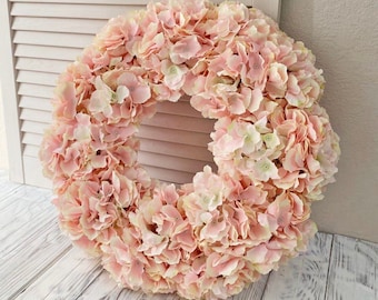 Couronne d'hortensias d'été pour porte d'entrée, couronne de ferme, couronne de fleurs, couronne de tous les jours, couronne toute l'année