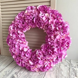Summer spring hydrangea wreath for front door, Pink wreath, Flower wreath, Everyday wreath, Year round  wreath, Colorful wreath, Gift wreath