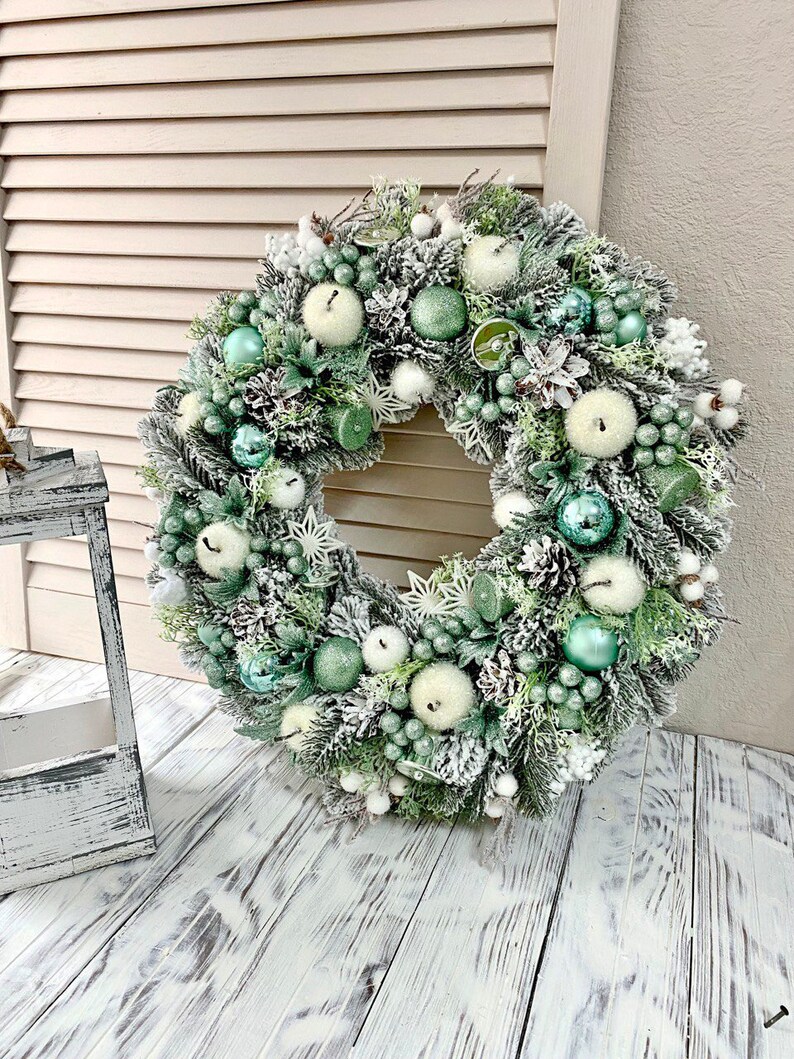 Winter Wreath Mint Wreath for Front Door Holiday Home Decor Etsy