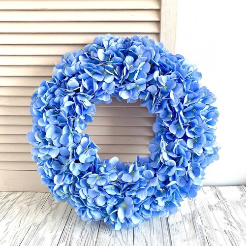 Blue Hydrangea Wreath: Summer Spring Front Door Decor