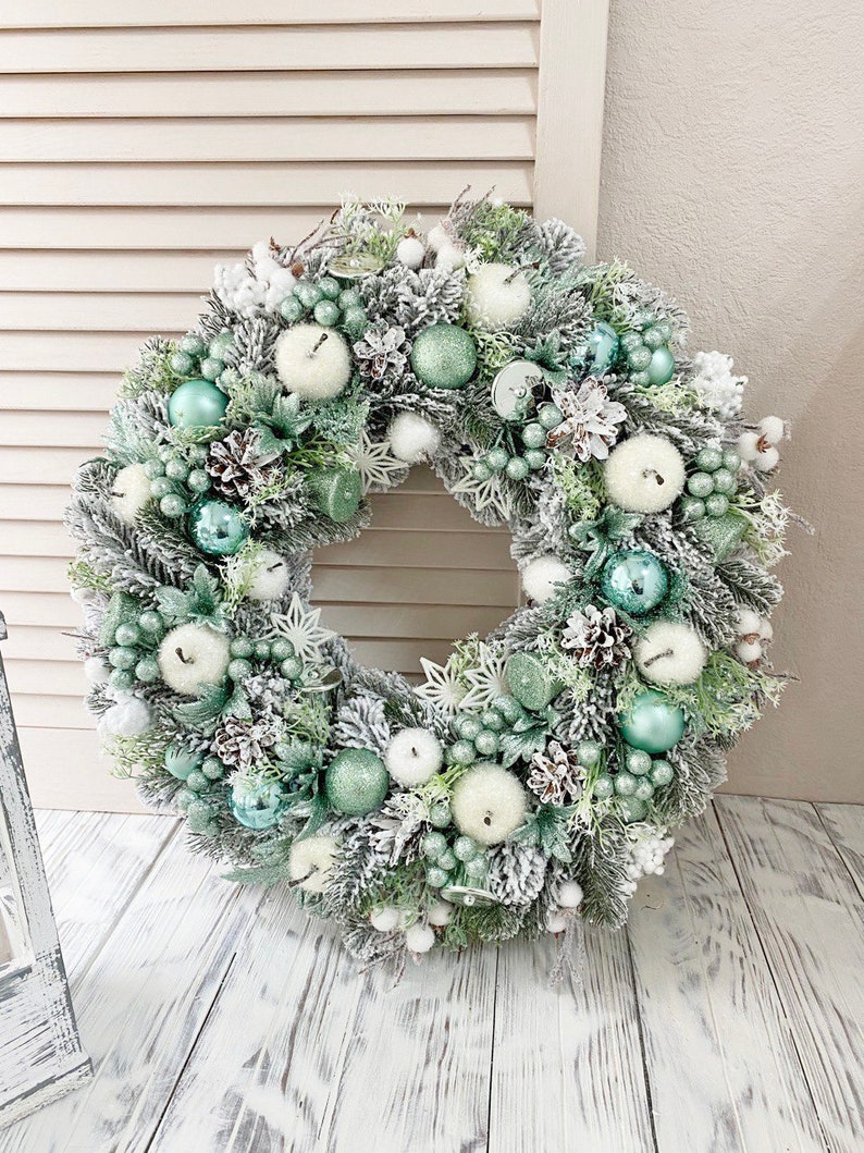 Winter Wreath Mint Wreath for Front Door Holiday Home Decor Etsy