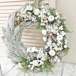 Winter wreath for front door, Holiday home decor, Winter rustic door wreath, January wreath image 6